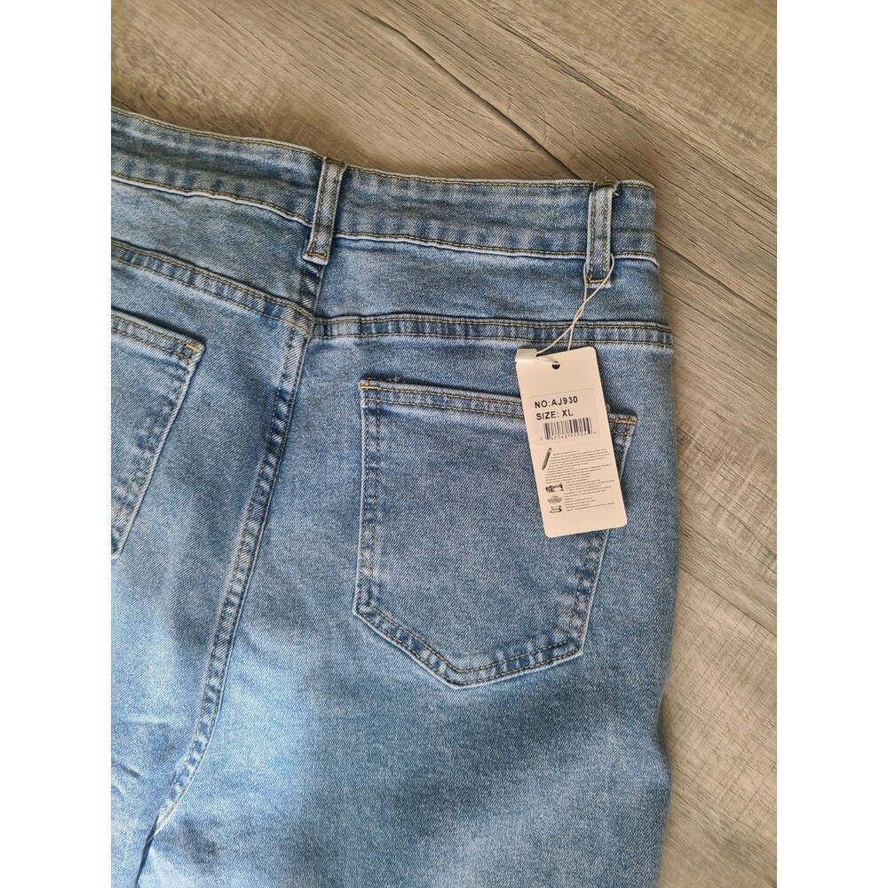 New Sparkly STRETCHY Jeans Rhinestone wide leg Pockets Size XL - Picture 5 of 6